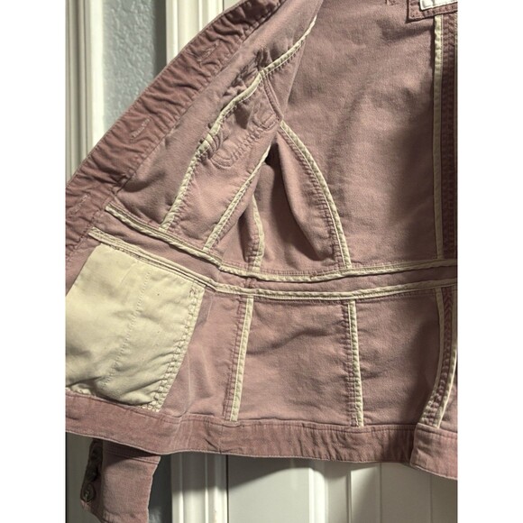 Sonoma Button Up Collared Jacket Pink Suede Petite Medium Romantic Renaissance - Picture 4 of 7